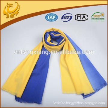 Factory OEM Solid Color Tassel Wool Scarf In Blue And Yellow Wholesale Brushed Scarf